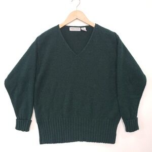 Carolyn Taylor Sweater Womens Medium Green V Neck Knit Vintage 90s Pullover